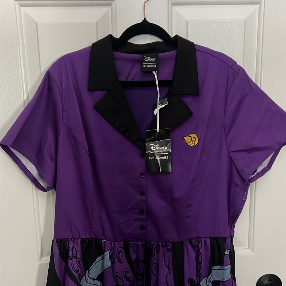 Her Universe Little Mermaid Ursula Purple Pleated Polo Collar Sundress NWT - Picture 4 of 8